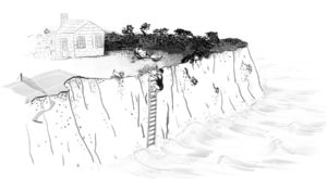 On the Backshore Climate Cliff, drawing by Daniel Dejean.