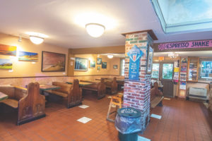 Spiritus Pizza with art on the walls