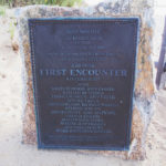 The commemorative plaque at First Encounter Beach in Eastham.