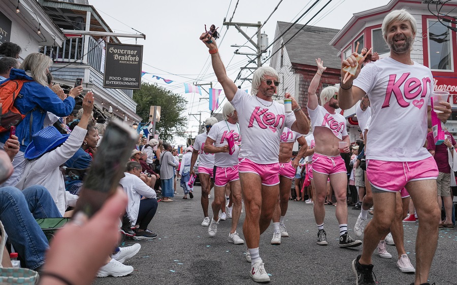 Provincetown Carnival Parade: Land of Toys with many Barbie dolls